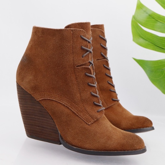 Very Volatile Shoes - Very Volatile Brown Suede Lace-Up Ankle Booties